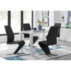 Furniture Box Pivero White High Gloss Dining Table and 4 x Black Willow Chairs Set
