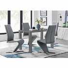 Furniture Box Pivero Grey High Gloss Dining Table and 4 x Luxury Elephant Grey Willow Chairs Set