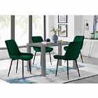 Furniture Box Pivero 4 Seater Grey Dining Table and 4 x Green Pesaro Black Leg Chairs