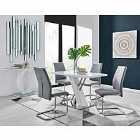 Furniture Box Sorrento 4 Seater White High Gloss And Stainless Steel Dining Table And 4 x Elephant Grey Lorenzo Chairs Set