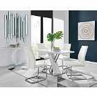 Furniture Box Sorrento 4 Seater White High Gloss And Stainless Steel Dining Table And 4 x White Lorenzo Chairs Set