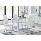 Furniture Box Pivero White High Gloss Dining Table And 4 x White Lorenzo Chairs Set