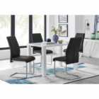 Furniture Box Pivero White High Gloss Dining Table And 4 x Black Lorenzo Chairs Set