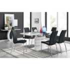 Furniture Box Renato High Gloss Extending Dining Table and 8 x Black Isco Chairs
