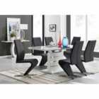 Furniture Box Renato 120cm High Gloss Extending Dining Table and 6 x Black Willow Chairs