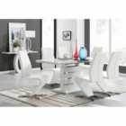 Furniture Box Renato 120cm High Gloss Extending Dining Table and 6 x White Willow Chairs