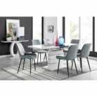 Furniture Box Renato High Gloss Extending Dining Table and 6 x Grey Pesaro Black Leg Chairs