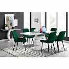 Furniture Box Renato High Gloss Extending Dining Table and 6 x Green Pesaro Black Leg Chairs