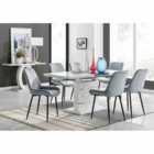 Furniture Box Renato 120cm High Gloss Extending Dining Table and 6 x Grey Pesaro Black Leg Chairs
