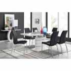 Furniture Box Renato High Gloss Extending Dining Table and 6 x Black Isco Chairs