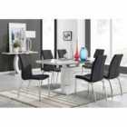 Furniture Box Renato 120cm High Gloss Extending Dining Table and 6 x Black Isco Chairs