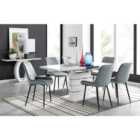 Furniture Box Renato High Gloss Extending Dining Table and 8 x Grey Pesaro Black Leg Chairs