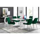 Furniture Box Renato High Gloss Extending Dining Table and 8 x Green Pesaro Silver Leg Chairs