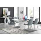Furniture Box Renato High Gloss Extending Dining Table and 8 x Grey Pesaro Silver Leg Chairs