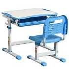 HOMCOM Kids Desk and Chair Set Adjustable Tilting With Drawer Pen Storage Blue