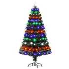 Bon Noel 5ft Green Pre-Lit Artificial Christmas Tree with 170 Multi-Coloured LED Lights & Star Topper