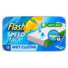 Flash Anti-Bac Speed Mop Wet Cloths Lemon 12 per pack