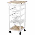 Mobile Rolling Kitchen Island Trolley for Home Metal Baskets Tray Shelves