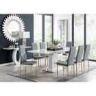 Furniture Box Arezzo Large Extending Dining Table and 8 x Grey Milan Gold Chairs