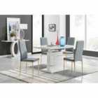 Furniture Box Renato 120cm High Gloss Extending Dining Table and 4 x Grey Gold Leg Milan Chairs