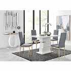 Furniture Box Apollo 4 Seater Dining Table and 4 x Grey Gold Leg Milan Chairs
