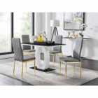 Furniture Box Giovani 4 Seater Black Dining Table & 4 x Grey Gold Leg Milan Chairs