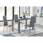 Furniture Box Pivero 4 Seater Grey Dining Table and 4 x Grey Gold Leg Milan Chairs