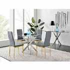 Furniture Box Novara 100cm Round Dining Table and 4 x Grey Gold Leg Milan Chairs