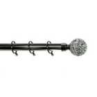 Glamour 28mm Pewter Crackle Glass Finial Curtain Pole 180 - 340 Cm