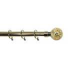 Glamour 28mm Antique Gold Crackle Glass Finial Curtain Pole 120 - 210 Cm