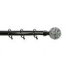 Glamour 28mm Pewter Crackle Glass Finial Curtain Pole 120 - 210 Cm
