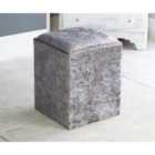 Victoria Crushed Velvet Square Foot Stool Pouffe Grey