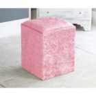 Victoria Crushed Velvet Square Foot Stool Pouffe Pink