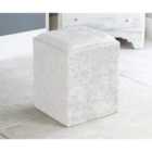 Victoria Crushed Velvet Square Foot Stool Pouffe White