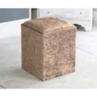 Victoria Crushed Velvet Square Foot Stool Pouffe Champagne