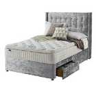 Silentnight Mirapocket Latex 1000 2-Drawer Divan Bed - Crushed Velvet Light Grey No Headboard Super King