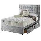 Silentnight Mirapocket Latex 1000 4-Drawer Divan Bed - Crushed Velvet Light Grey No Headboard Super King