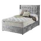 Silentnight Mirapocket Latex 1000 Non Storage Divan Bed - Crushed Velvet Light Grey No Headboard Super King