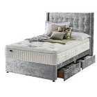 Silentnight Mirapocket Latex 1400 4-Drawer Divan Bed - Crushed Velvet Light Grey No Headboard King