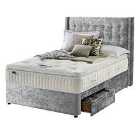 Silentnight Mirapocket Latex 1400 2-Drawer Divan Bed - Crushed Velvet Light Grey No Headboard King