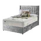 Silentnight Mirapocket Latex 1400 Non Storage Divan Bed - Crushed Velvet Light Grey No Headboard Double