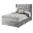 Silentnight Mirapocket Latex 1000 Non Storage Divan Bed - Crushed Velvet Light Grey No Headboard King