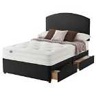 Silentnight Mirapocket 1200 4-Drawer Storage Divan Bed Set Ebony No Headboard - 180cm