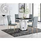 Furniture Box Giovani Round Black 100cm Table and 4 x Grey Gold Leg Milan Chairs