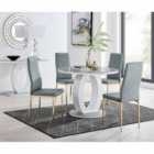 Furniture Box Giovani Round Grey 100cm Table and 4 x Grey Gold Leg Milan Chairs