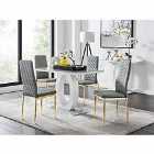 Furniture Box Giovani 4 Seater Grey Dining Table & 4 x Grey Gold Leg Milan Chairs