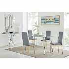 Furniture Box Cosmo Dining Table and 4 x Grey Gold Leg Milan Chairs