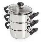 Morphy Richards Equip Stainless Steel Pour & Drain 18cm 3-Tier Steamer