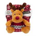 Scruffs Santa Paws Blanket & Reindeer Gift 110 x 72.5cm - Burgundy