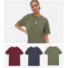 Tall 3 Pack Olive Burgundy and Navy Long T-Shirts